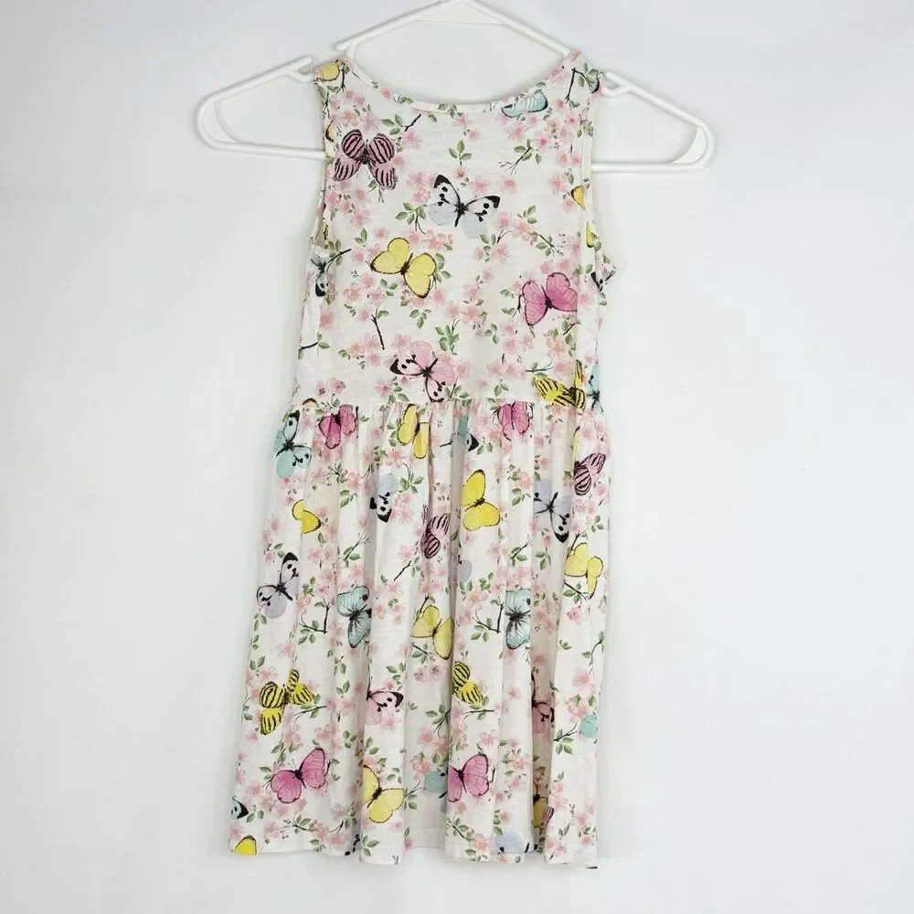 H&M Girls Sun Dress Size 6-8 Years Butterfly And Flowers